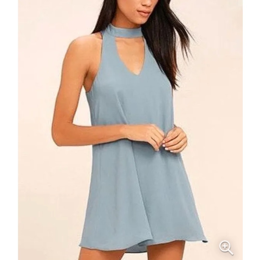 LF Oliviaceous Grey Suede Choker Dress Babydoll cut Size Small